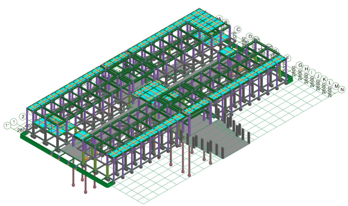 3D structural and rebar model of Malikussaleh University Public Lecture Hall generated using Glodon Cubicost TRB.